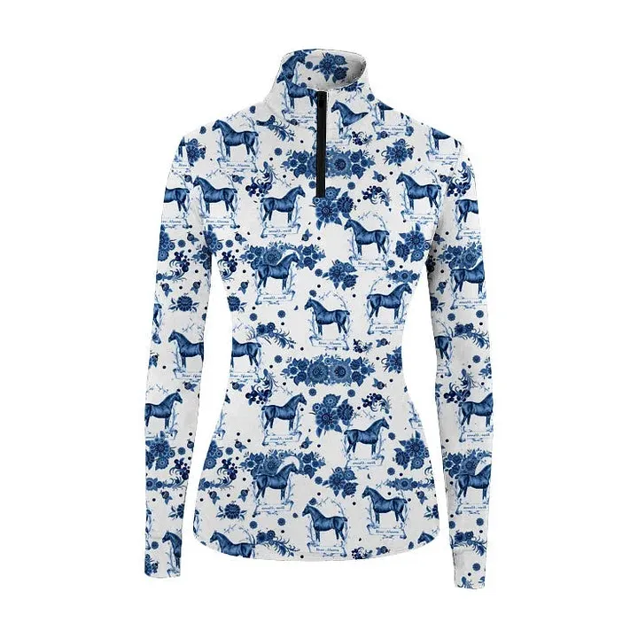 Women's Pattern And Horse Print Long Sleeve Riding Style Casual Shirt