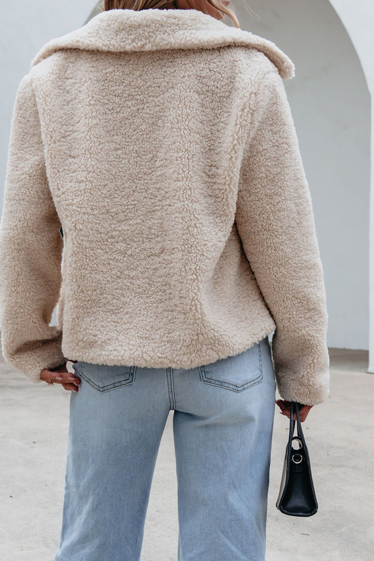Cream Sherpa Button Up Jacket