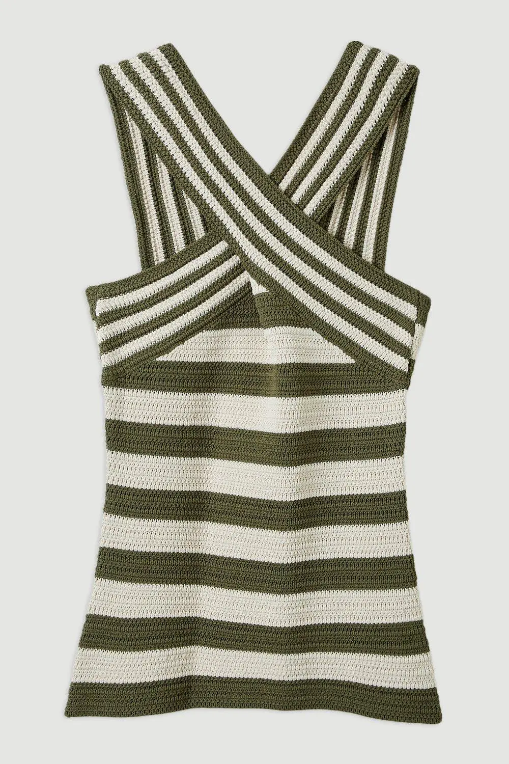 Viscose Blend Crochet Knit Cross Front Top