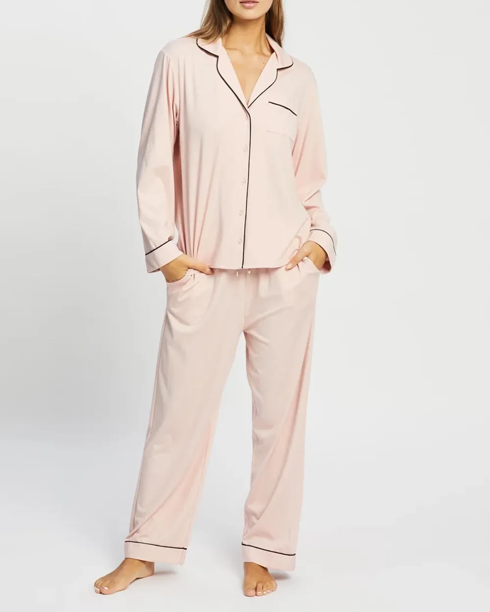 Long Sleeve Button-up Shirt Pajama Set