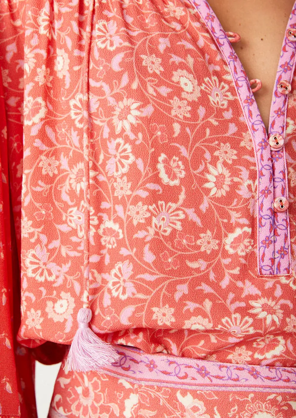 Pink Printed Wrap Blouse