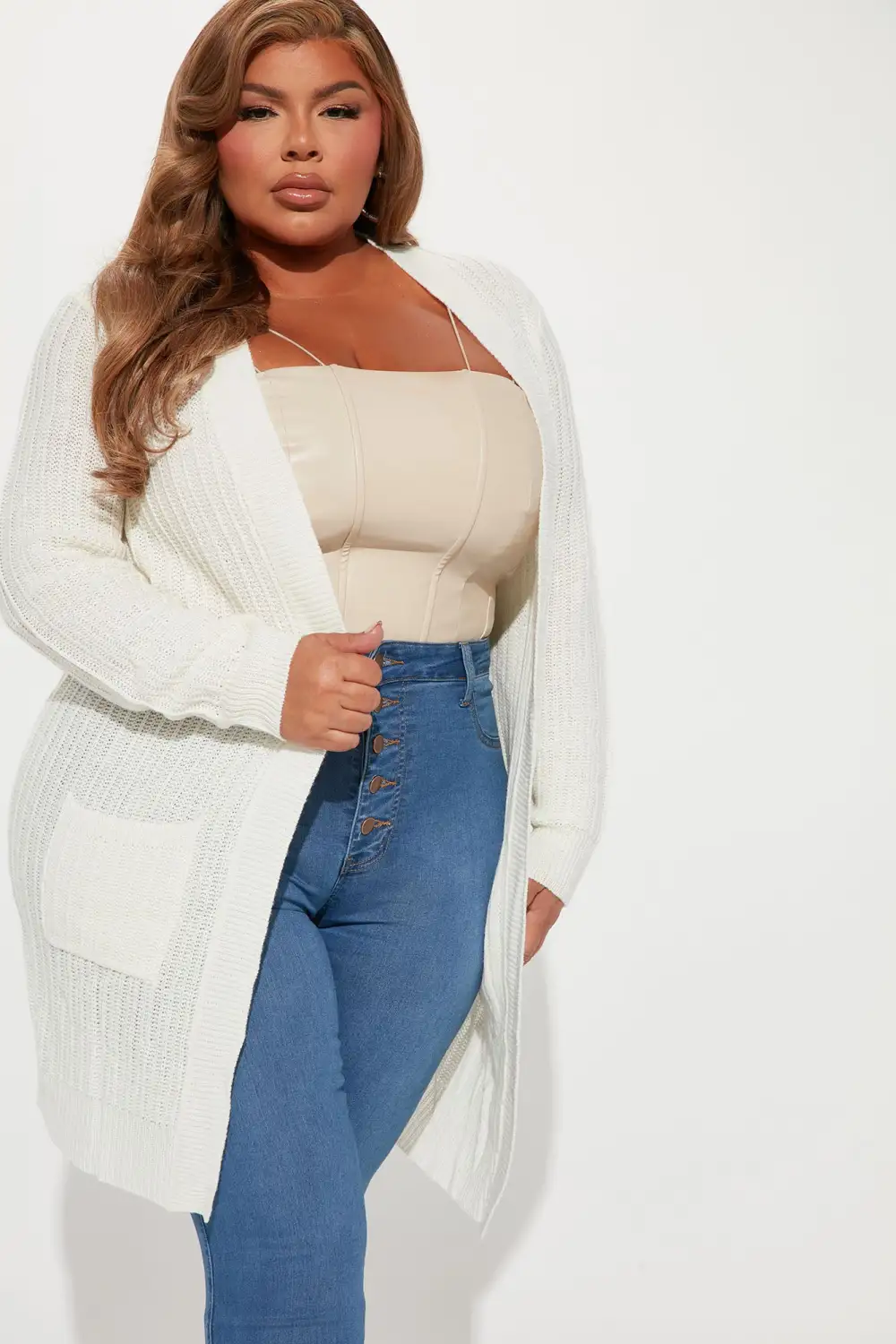 Throw It On Ribbed Cardigan - Ivory