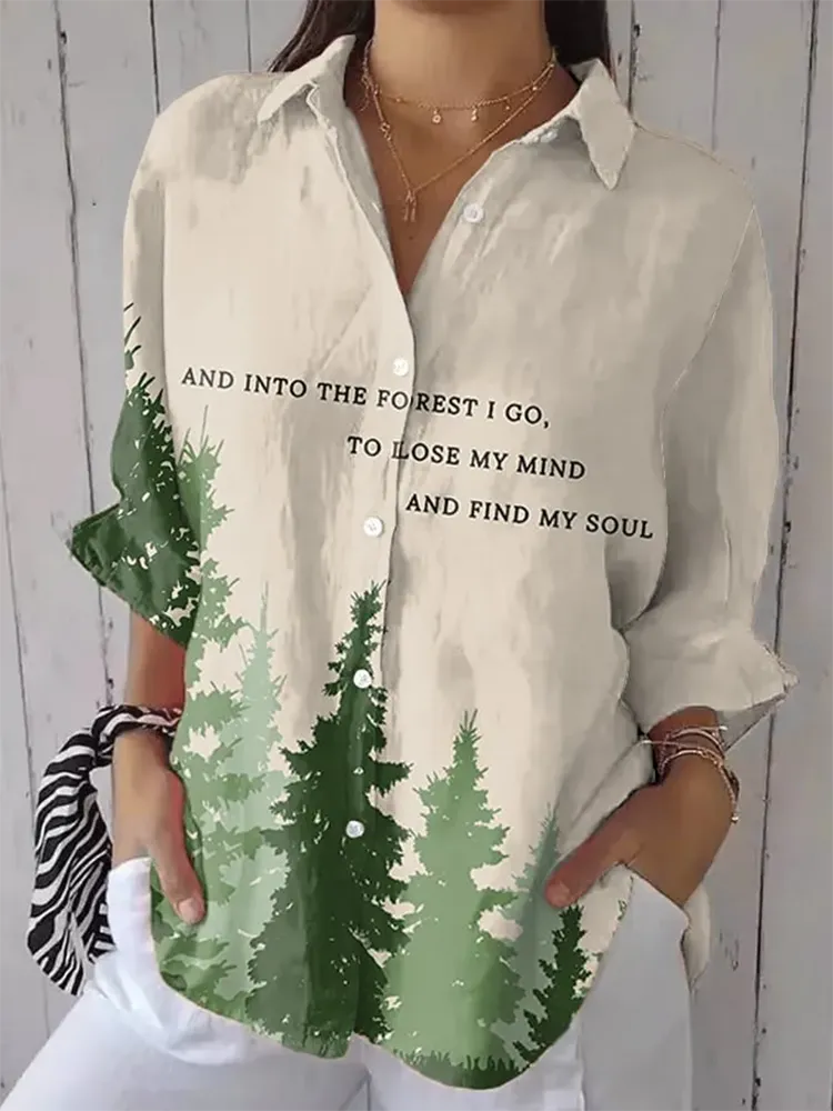 Women'S National Park Casual Lapel Shirt