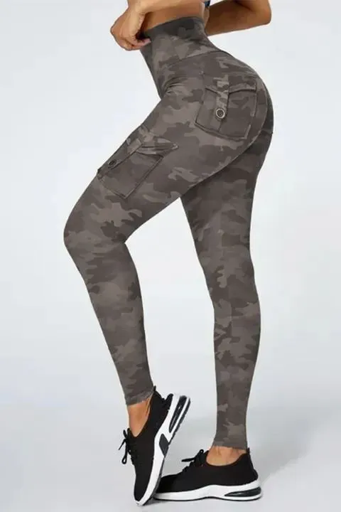 Camo Flap Pocket Design Scrunch Butt Sports Leggings