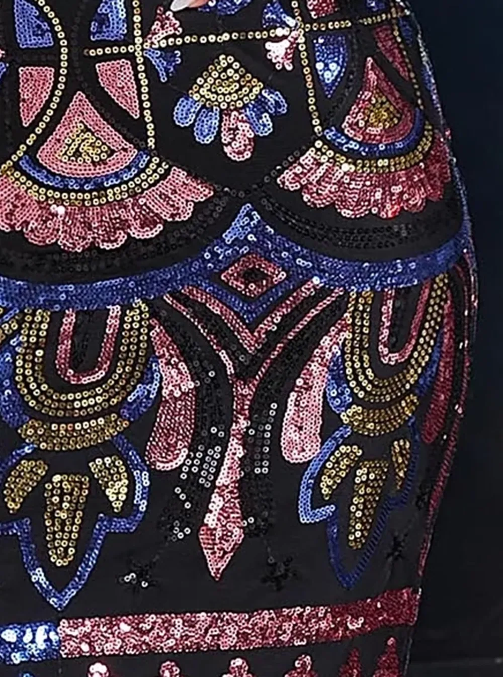 Square Neck Long Sleeve Split Sequin Dress