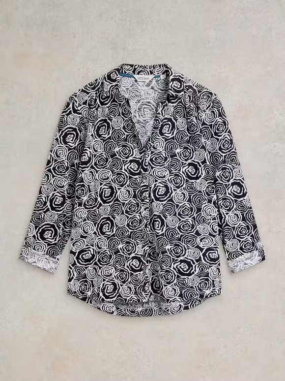 Long-Sleeved Art Graphic Cotton Shirt
