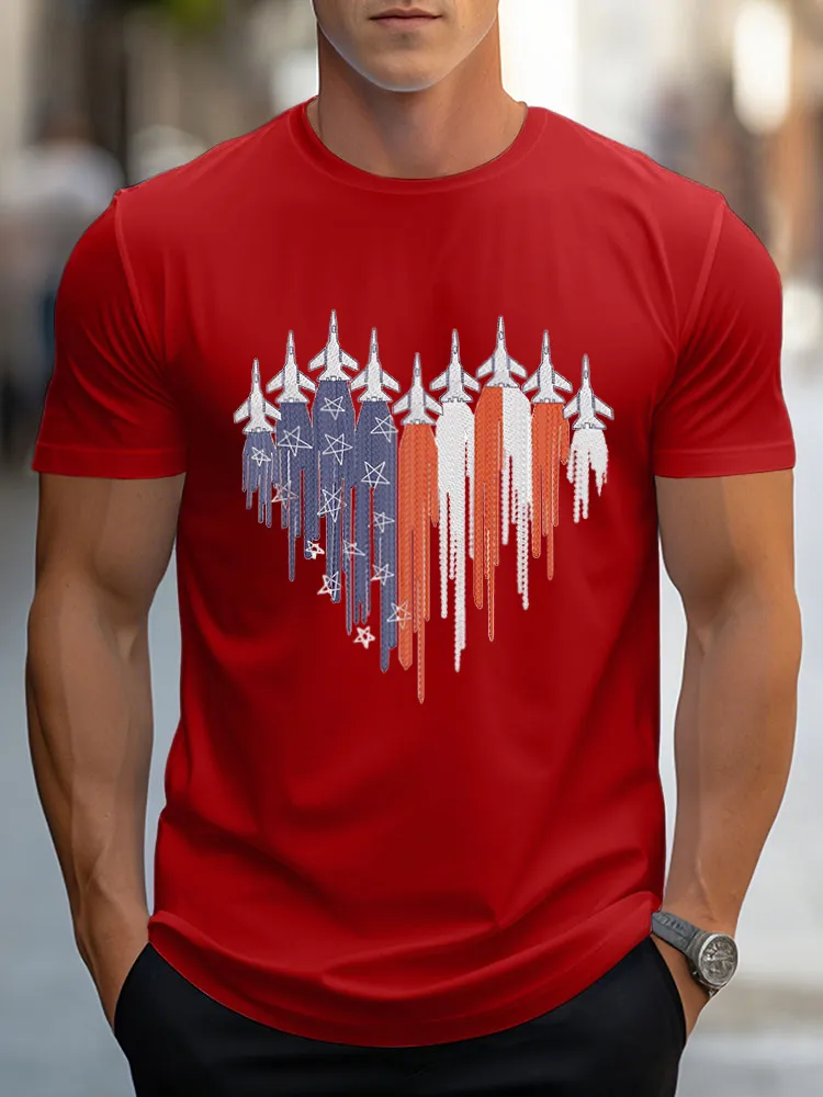 Man'S Independence Day Round-Neck Short-Sleeved T-Shirt