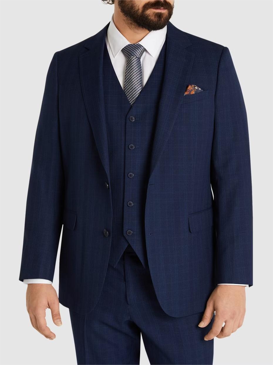 NAVY OVERCHECK SUIT BLAZER