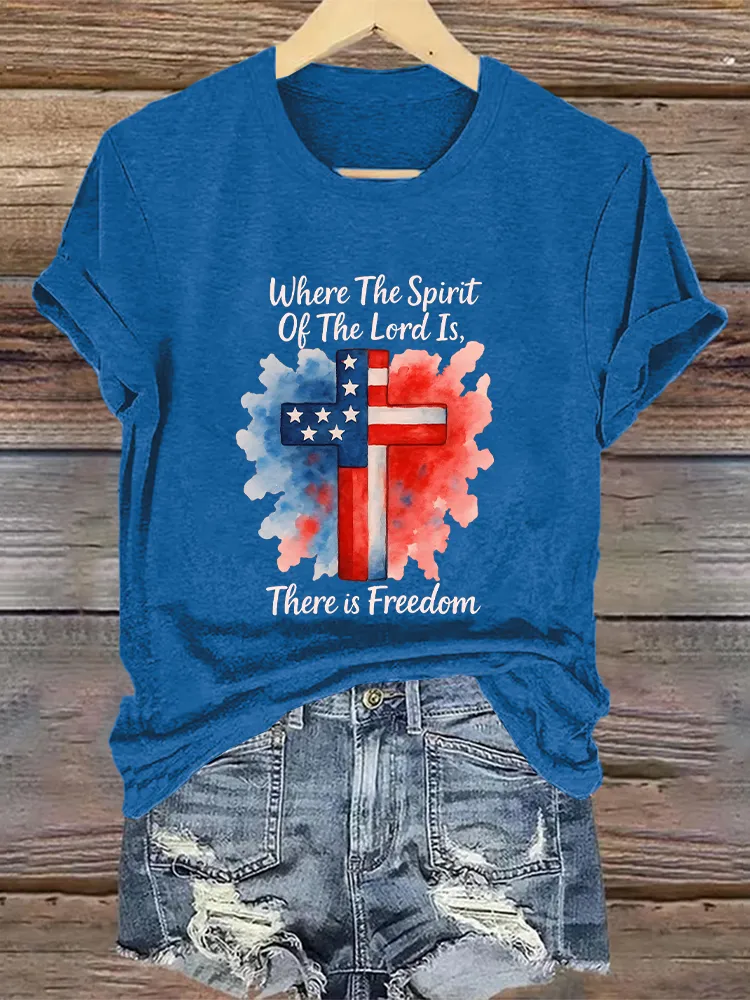 Woman'S Where The Spirit Of The Lord Is, There Is Freedom Crew Neck Short Sleeve T-Shirt