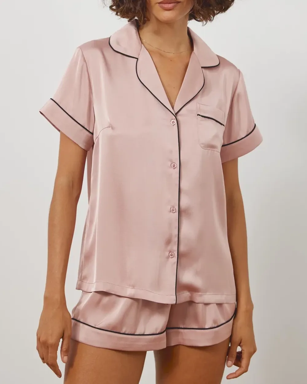 Short Satin Shirt PJ Set