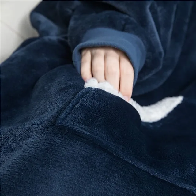 Women's Christmas Couple‘s Pajamas Nightgown Hoodie Blanket Wearable Blanket Grid / Plaid Pure Color Plush Simple Comfort Xmas Home Party Fleece Warm Gift Patchwork Pocket Fall Winter Black Gray
