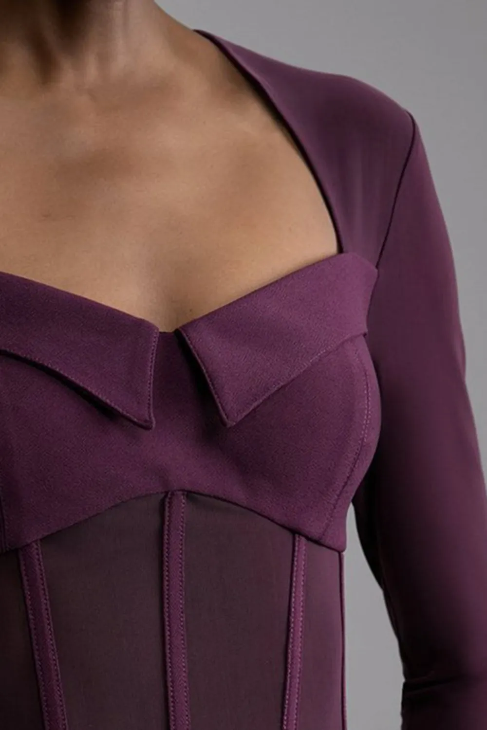 Scuba Crepe And Power Mesh Corset Detail Mini Dress
