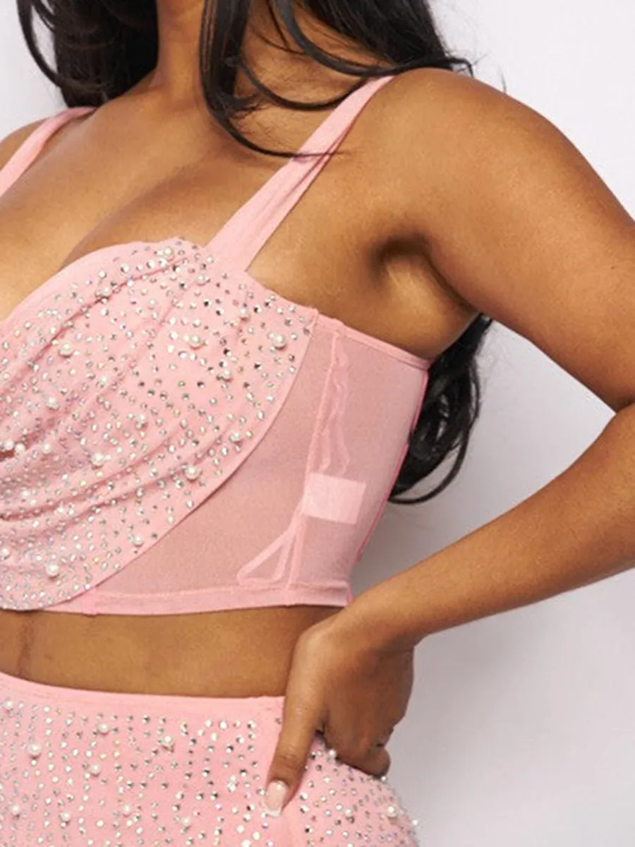 Glamour Rhinestone And Pearl Bustier Sets