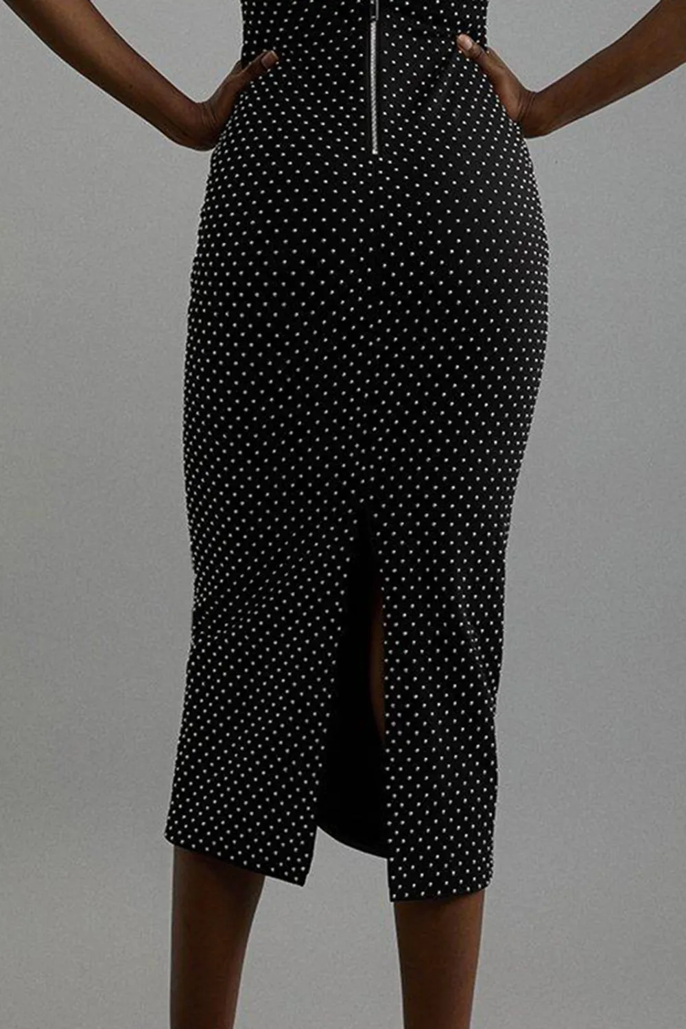 Studded High Neck Jersey Maxi Dress