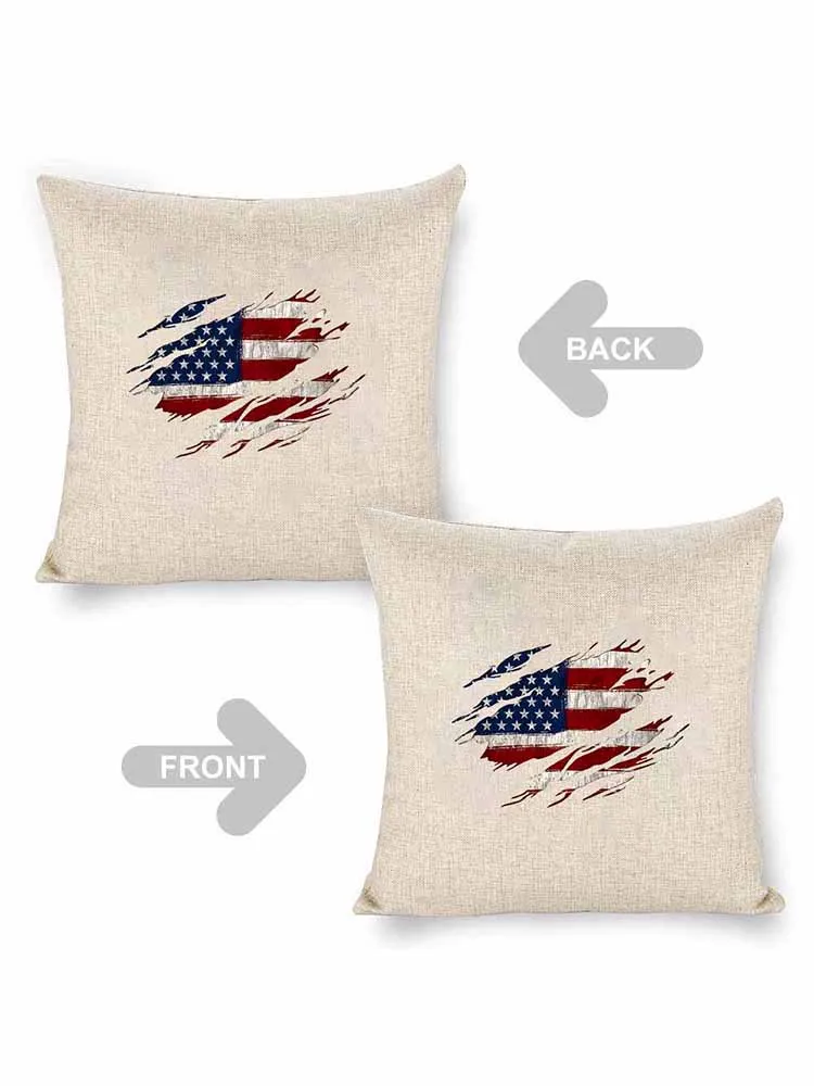 Linen Throw Pillow With National Flag Print Throw Pillow