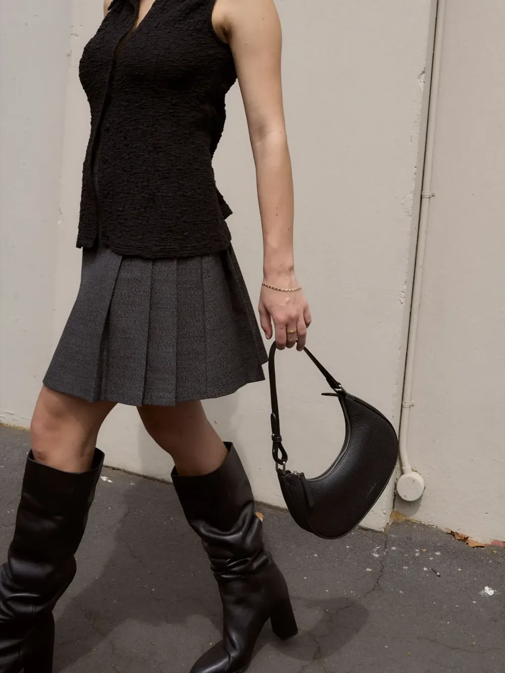 Graphite Marle Pleated Mini Skirt