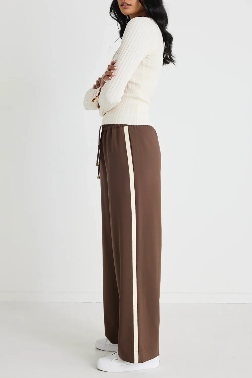 Stripe Side Tape Wide Leg Pants