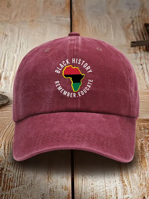 Black History Remember Educate Washed Baseball Cap