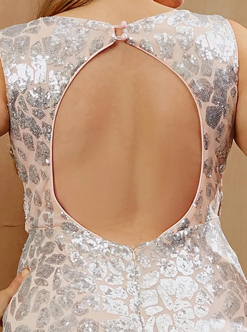 Plus Size V-Neck Backless Sleeveless Sequin Jumpsuits