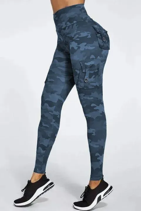 Camo Flap Pocket Design Scrunch Butt Sports Leggings