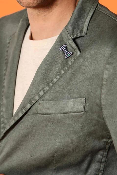 Green Men's Cotton and Linen Twill Suit Jacket