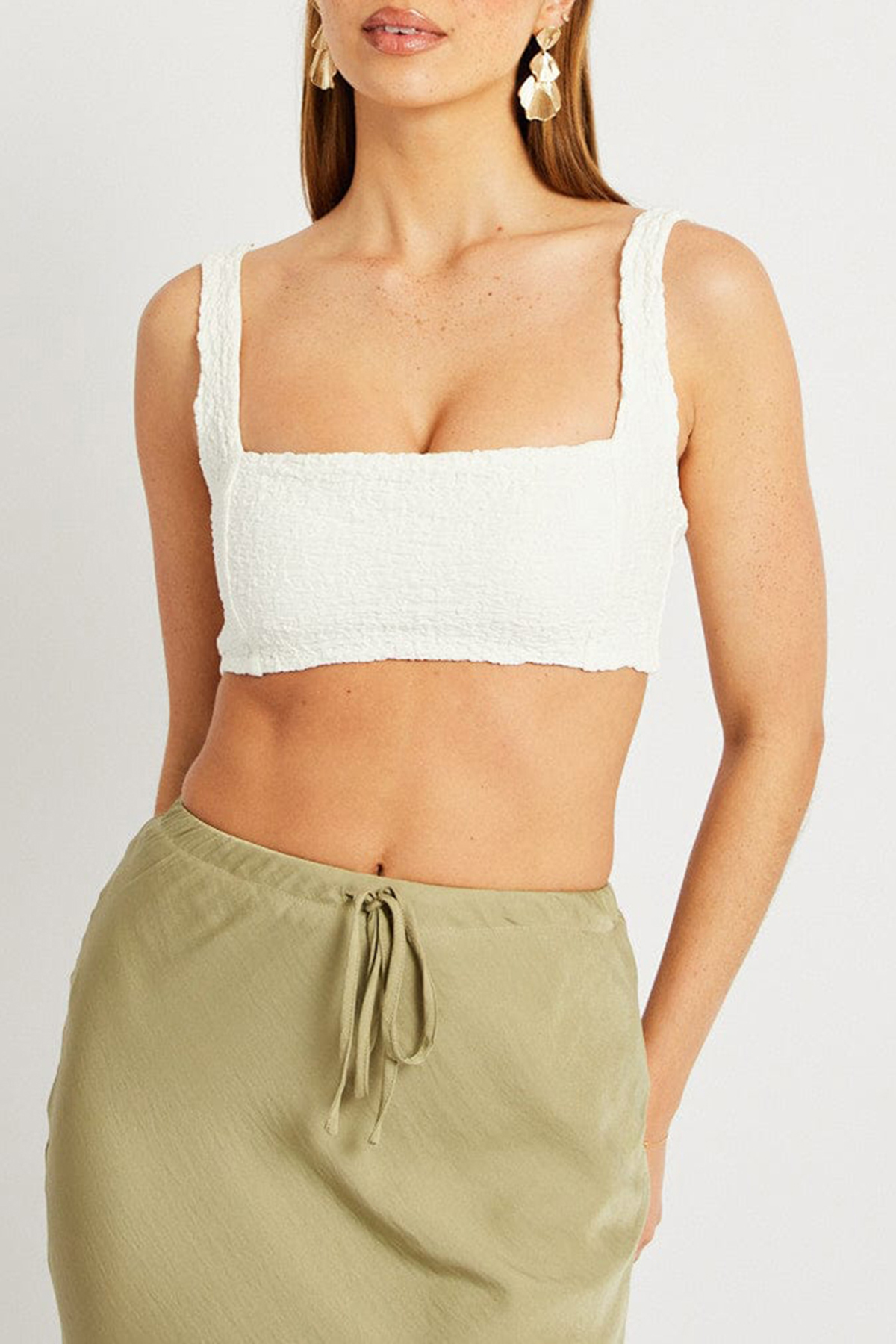 White Crop Top Textured