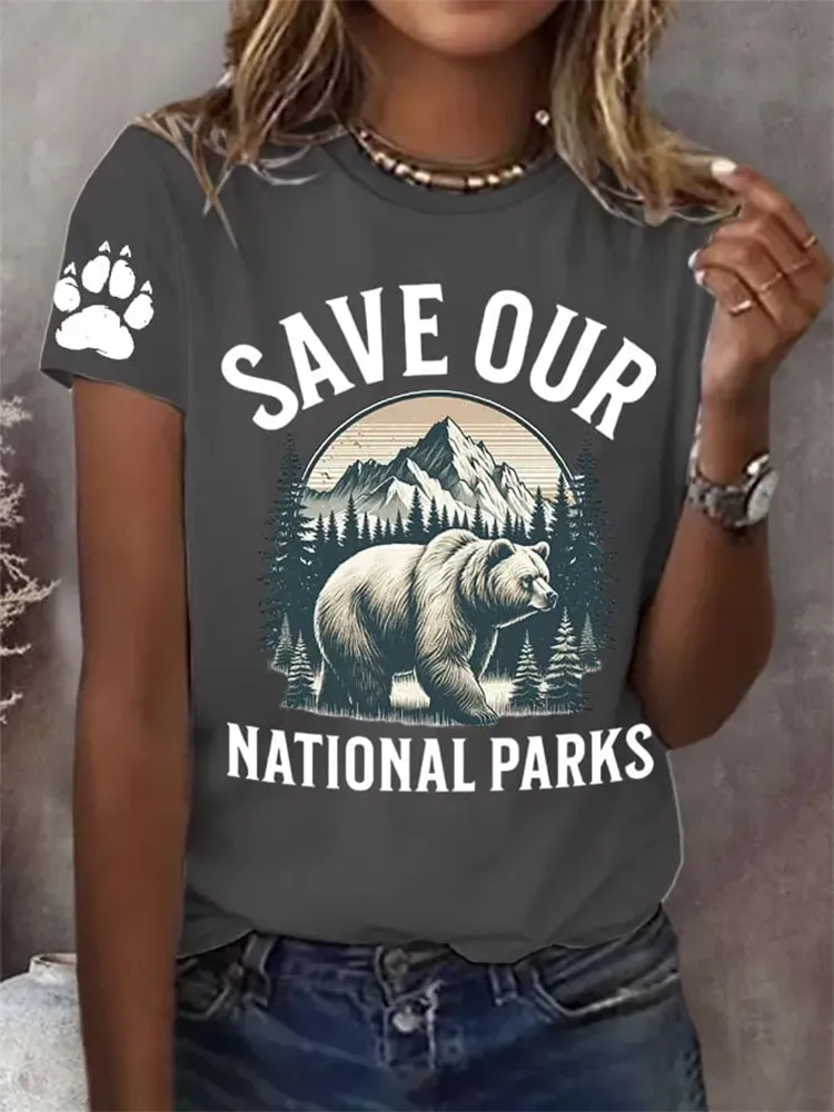 Woman'S Save Our National Parks Round-Nack Short Sleeve T-Shirt