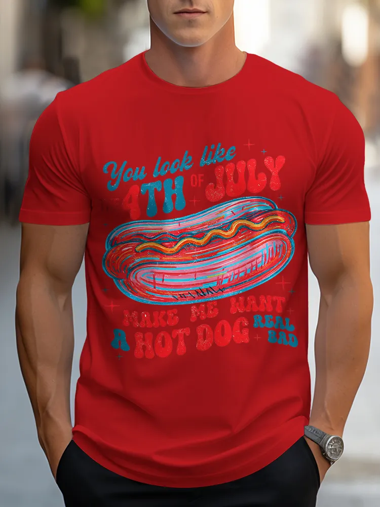 Man'S You Look Like The 4Th Of July Round-Neck Short-Sleeved T-Shirt