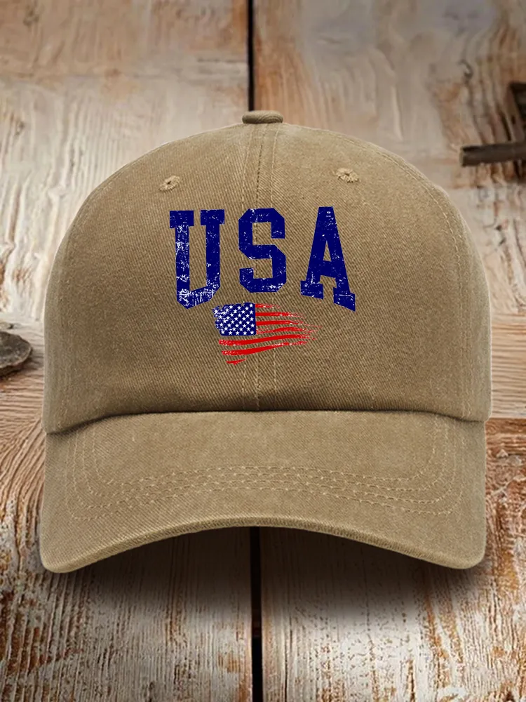 USA Print Washed Baseball Cap