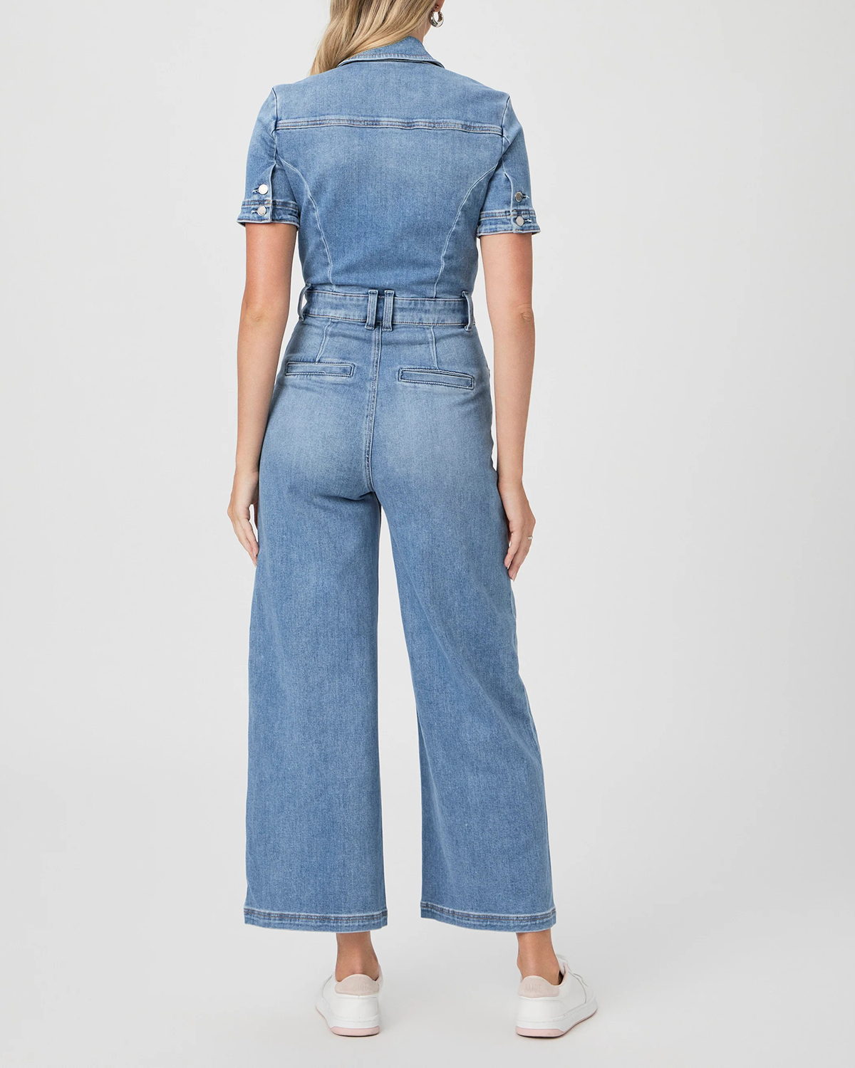 Light Blue Denim Short Sleeve Jumpsuit