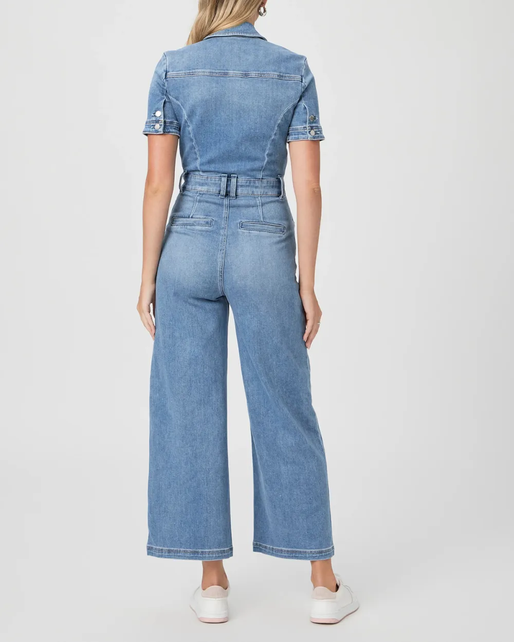 Light Blue Denim Short Sleeve Jumpsuit