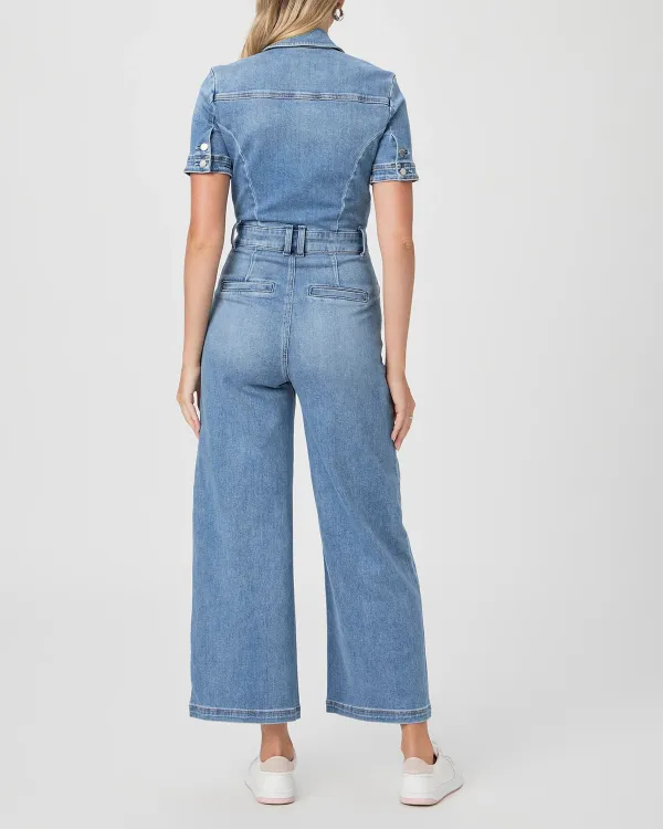 Light Blue Denim Short Sleeve Jumpsuit