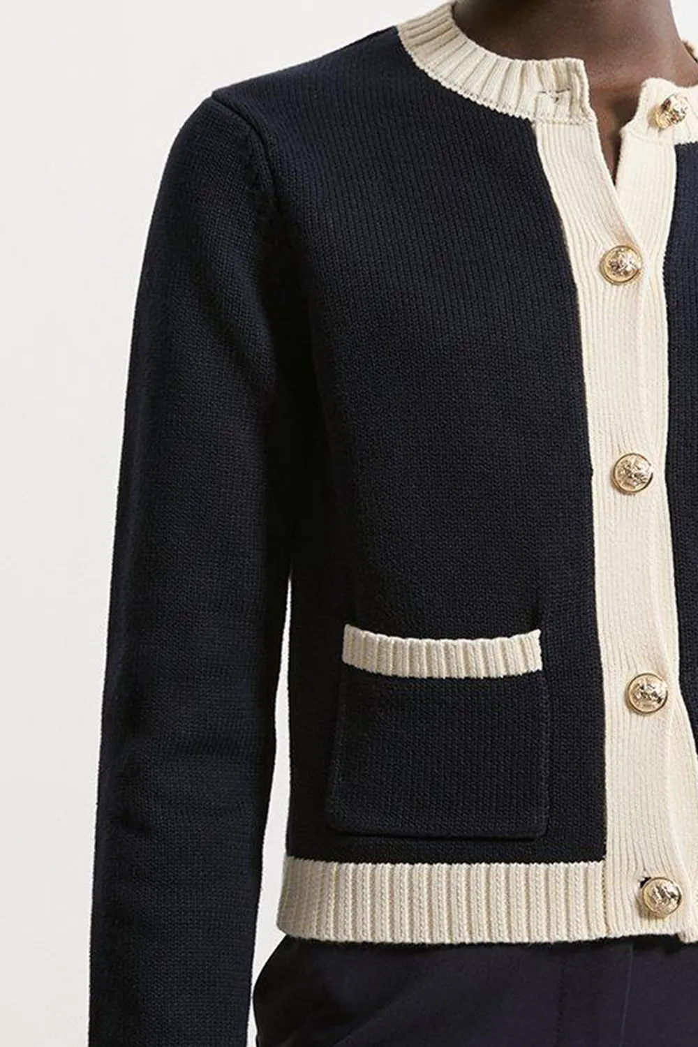 Cotton Cropped Knit Boxy Cardigan