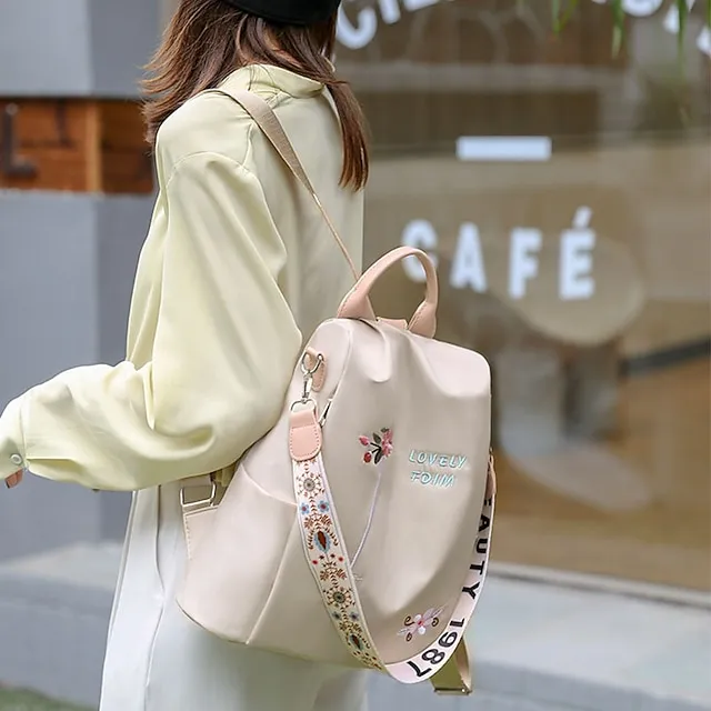 Women's Shoulder Bag Oxford Cloth Daily Holiday Zipper Adjustable Large Capacity Waterproof Folk Black Blue khaki