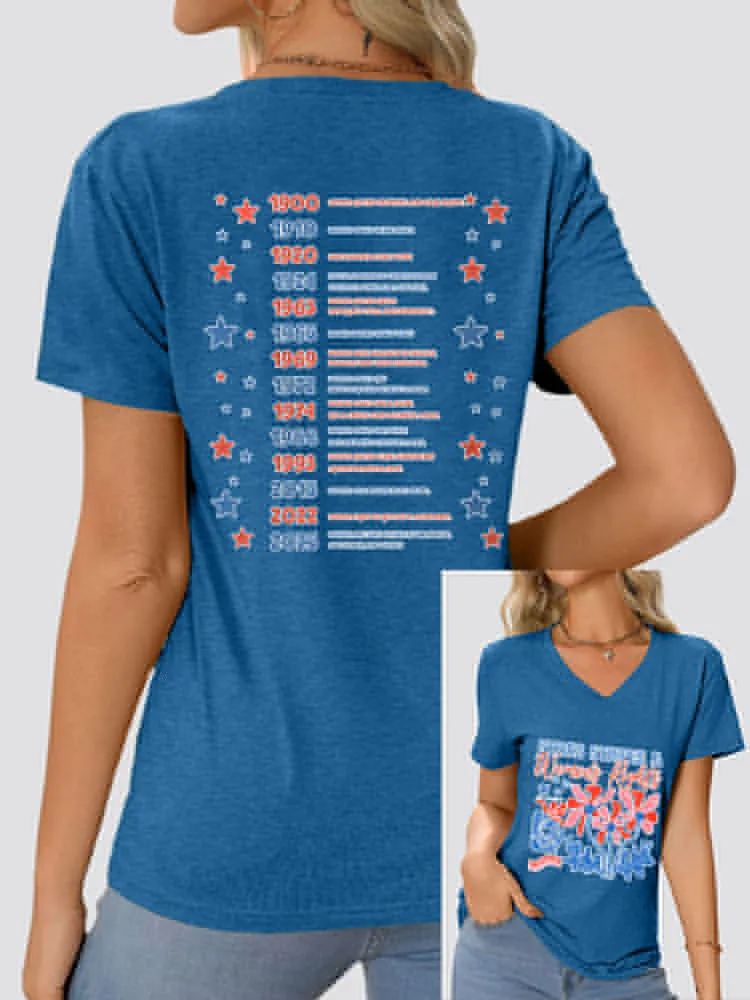 Woman'S Stars Stripes And Women'S Rights V-Neck Short Sleeve T-Shirt
