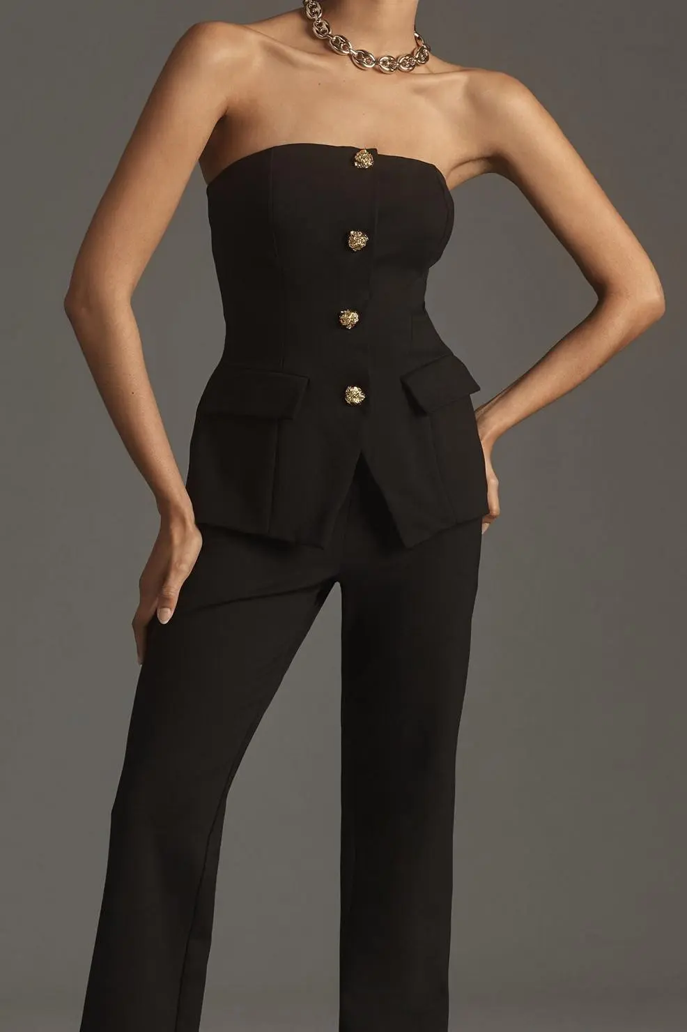 Black Off The Shoulder Structured Jumpsuit
