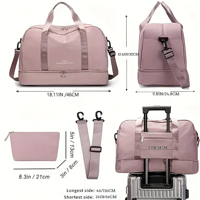 Women's Handbag Tote Gym Bag Fluffy Bag Oxford Cloth Outdoor Daily Zipper Large Capacity Solid Color Black Pink Dark Pink