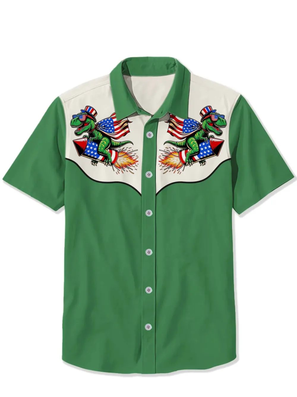 Flag Dinosaurs And Rockets Shirt