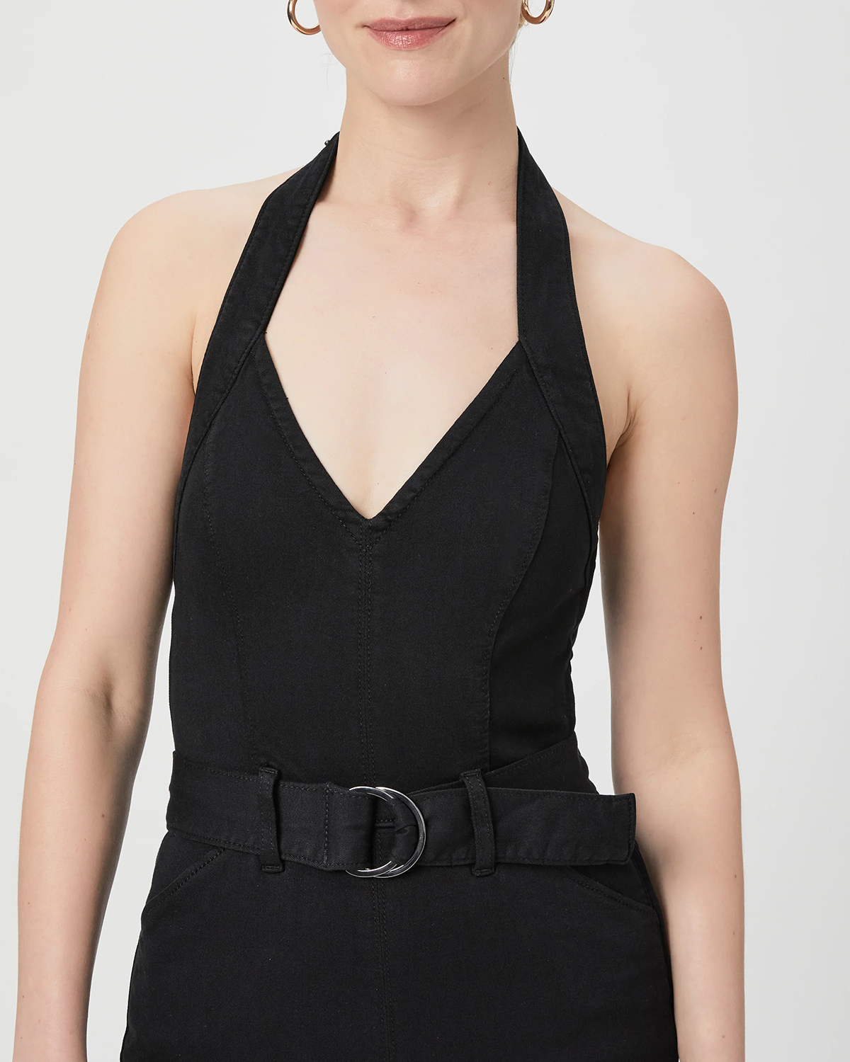 Black Halter Neck Belted Jumpsuit