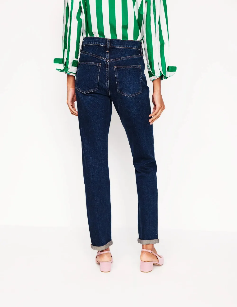 Dark Blue High - Rise Straight - Leg Jeans