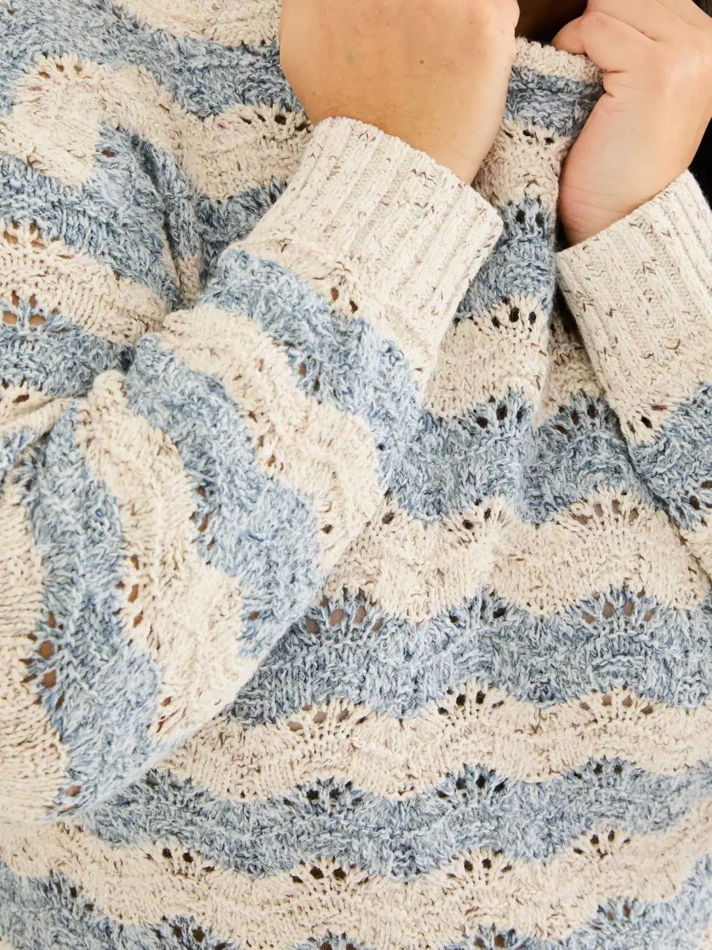 Natural Edith Texture Stripe Knitted Jumper