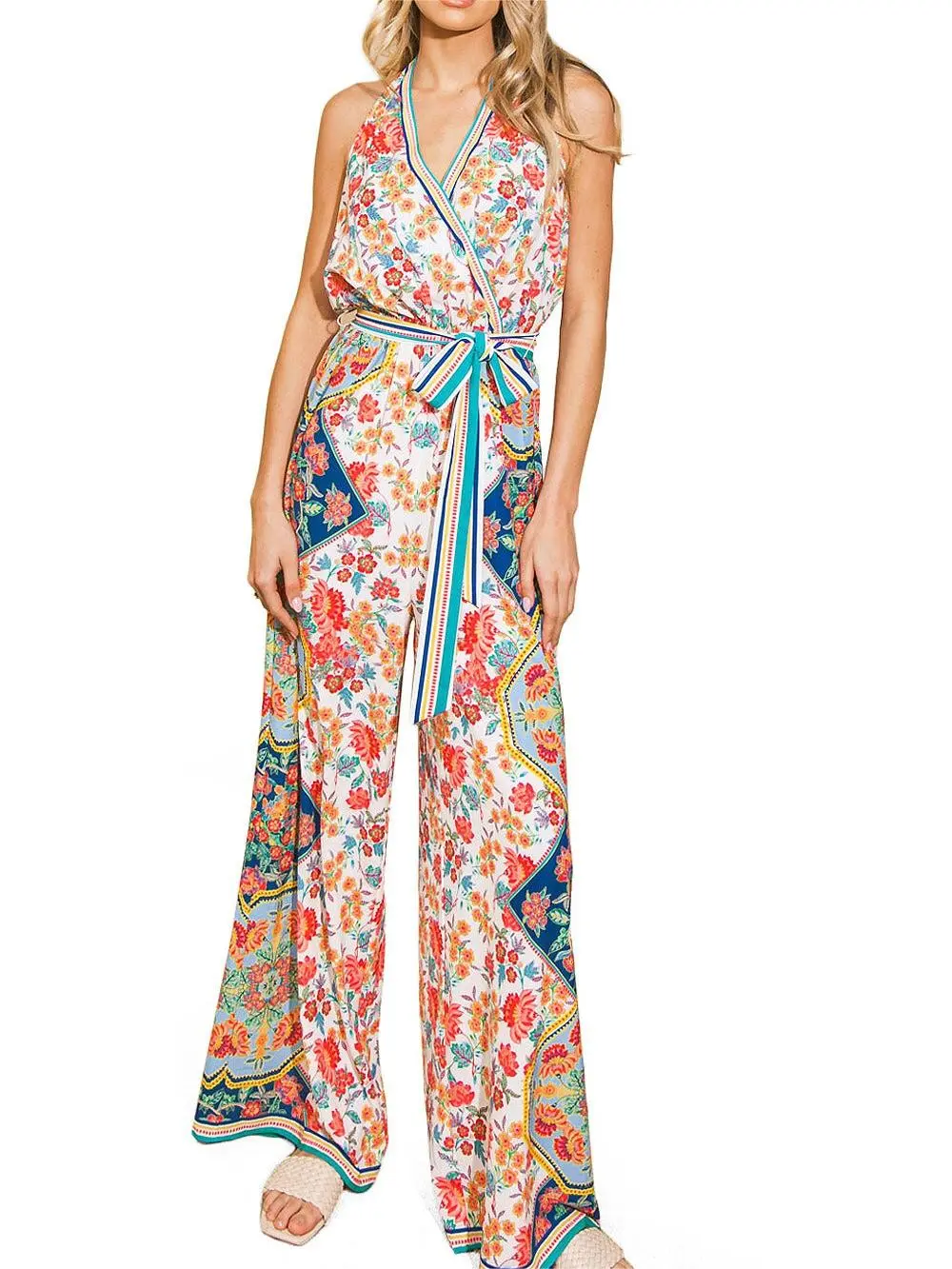 Multicolor Floral Wrap - Style Jumpsuit