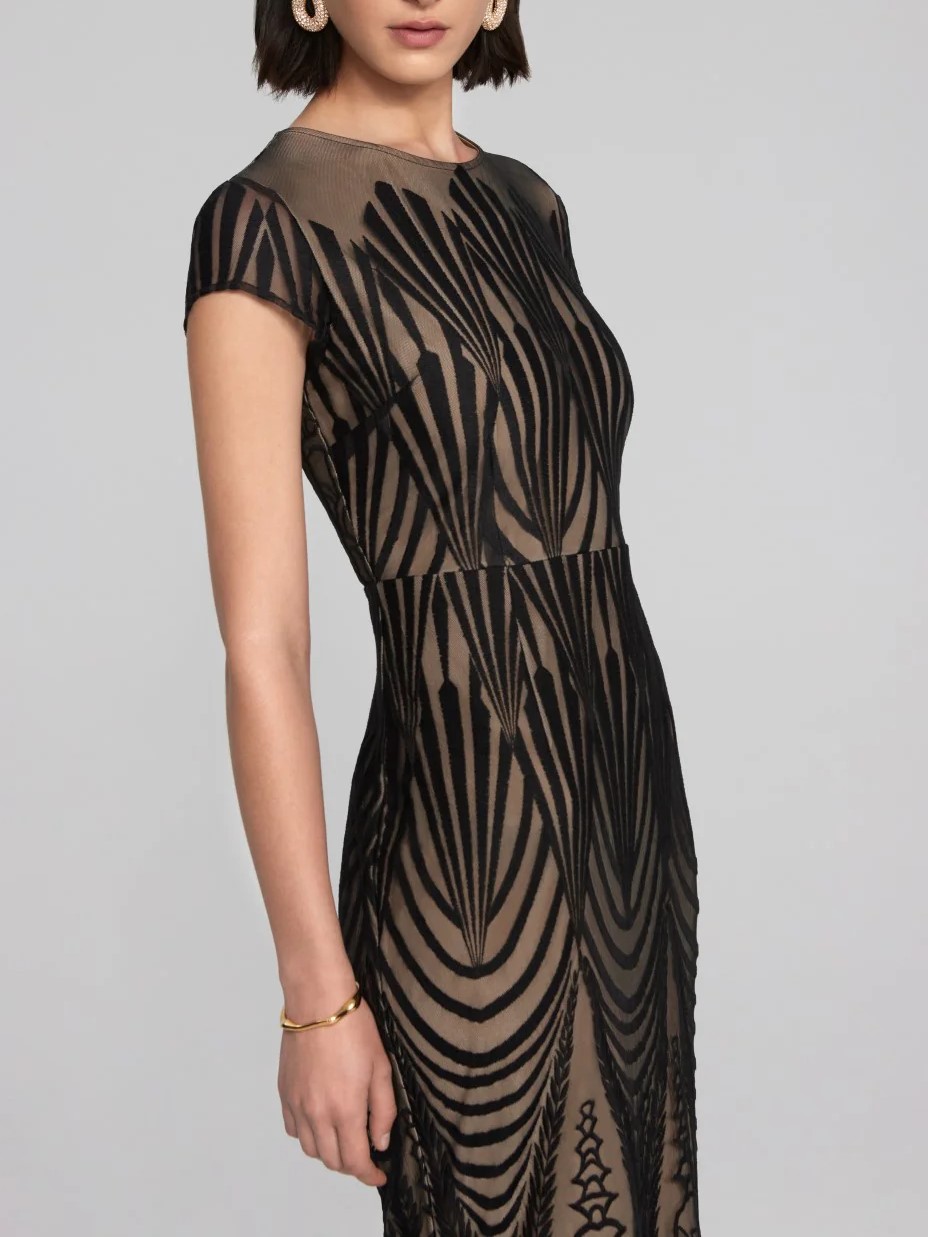 Black Sheer Patterned Maxi Dress
