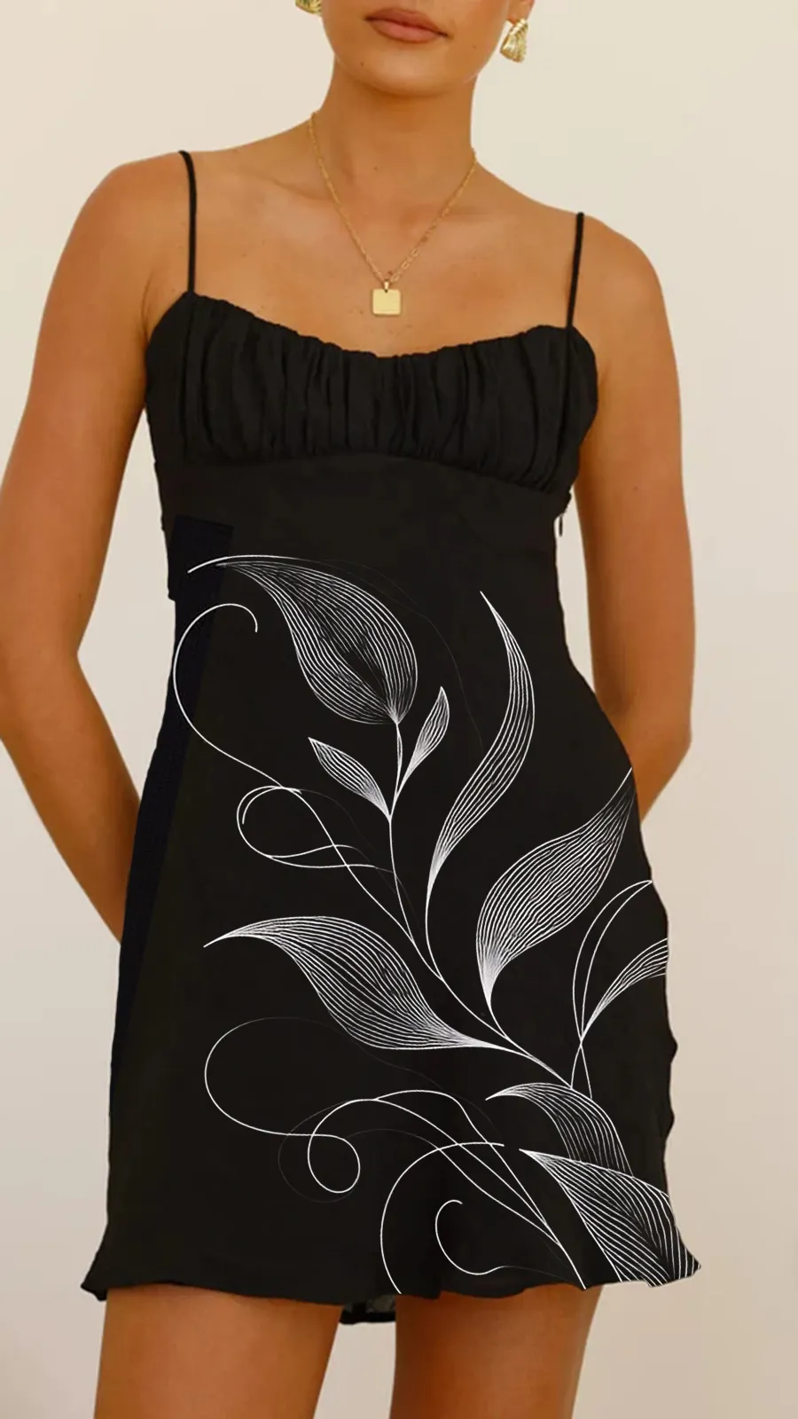 Gathered Details On Bust Mini Dress