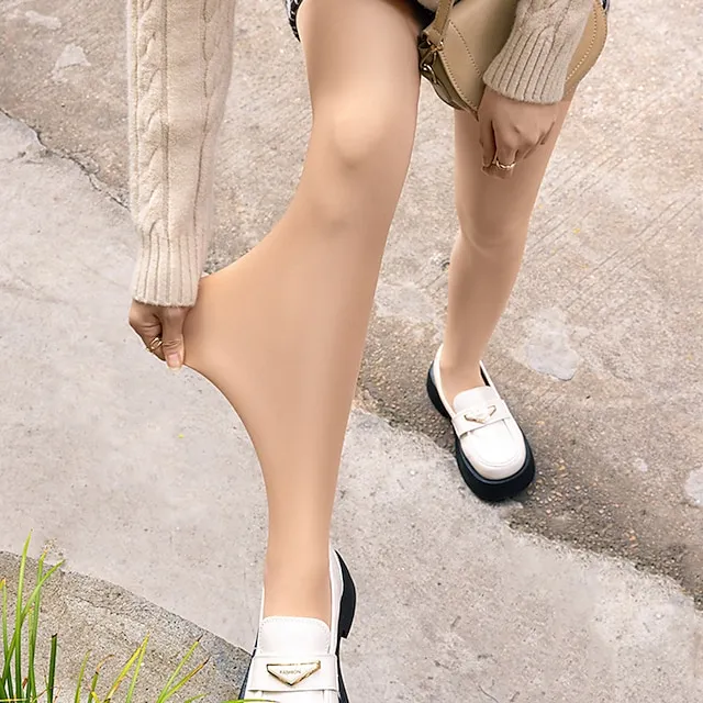 Women's Tights Pantyhose Hosiery Fleece lined Nude Coffee Black High Waist Fashion Casual Daily High Elasticity Full Length Tummy Control Solid Colored One-Size / Skinny