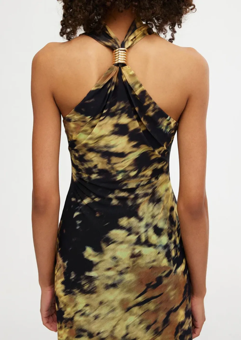Halter Neck Midi Dress with Abstract Print