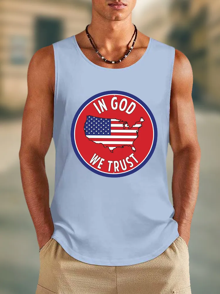 Men'S In God We Trust Round-Necked Sleeveless Vest