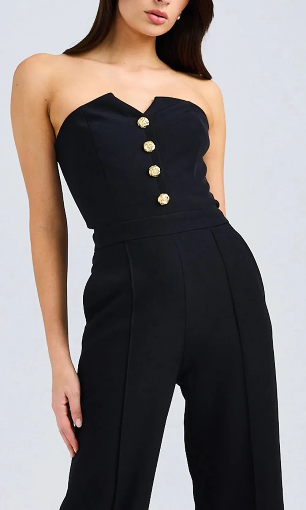 Black High-End Casual Tube Top Jumpsuit