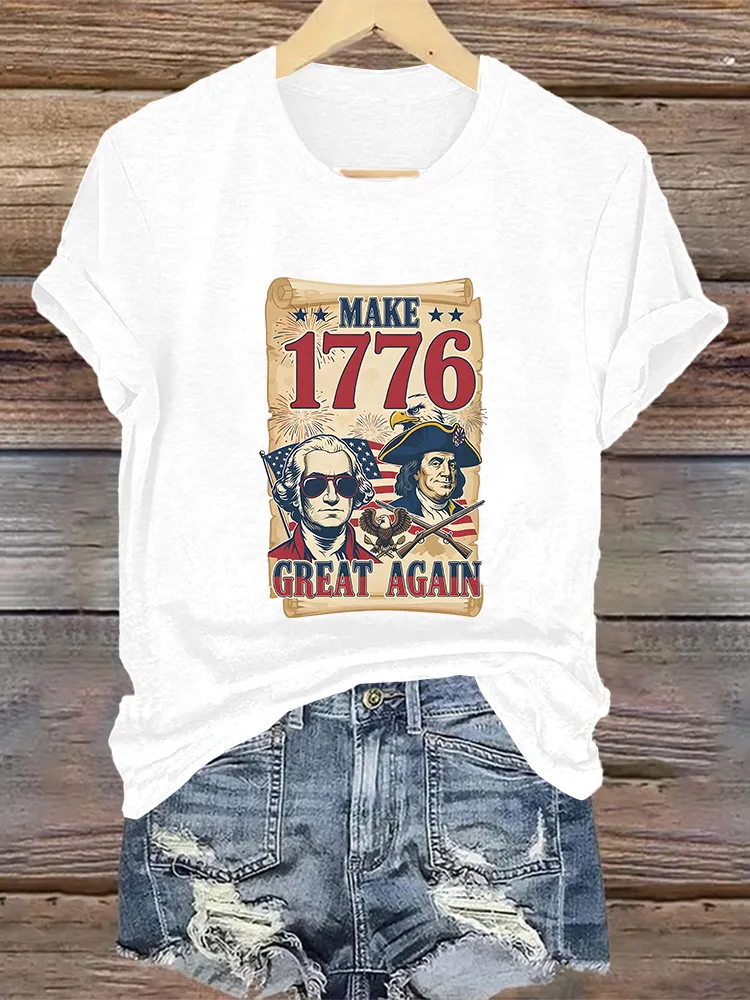 Woman'S Make 1776 Great Again Crew Neck Short Sleeve T-Shirt