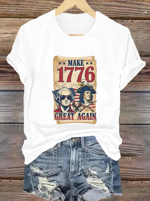 Woman'S Make 1776 Great Again Crew Neck Short Sleeve T-Shirt